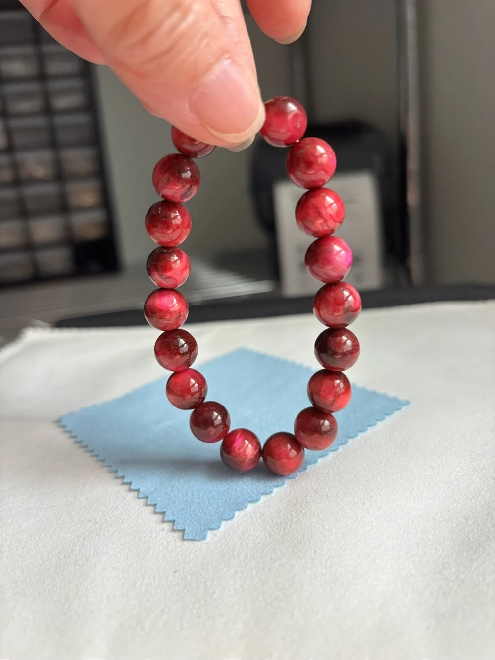 10mm Pink Tiger Eye Beaded Stretch Bracelet - Women Jewelry